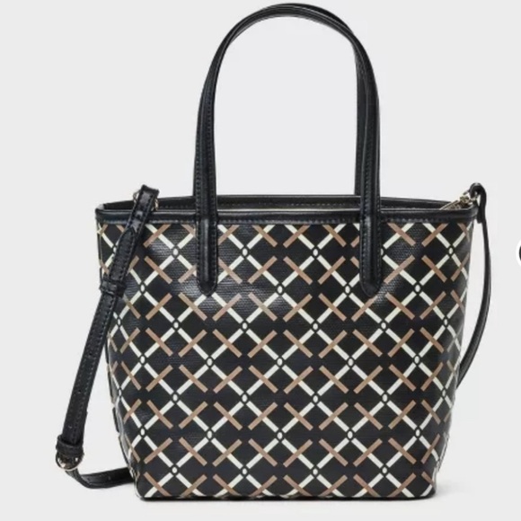 a new day Handbags - A NEW DAY NWT Mini Coated canvas
Tote Crossbody Bag Geometric Pattern -black